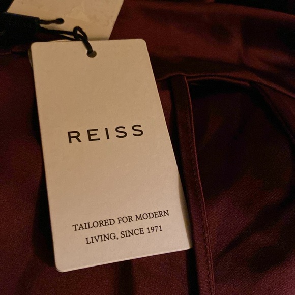 Reiss Tayla Front Wrap Satin Wrap Dress Burgundy SZ 6 NEW - Picture 6 of 8